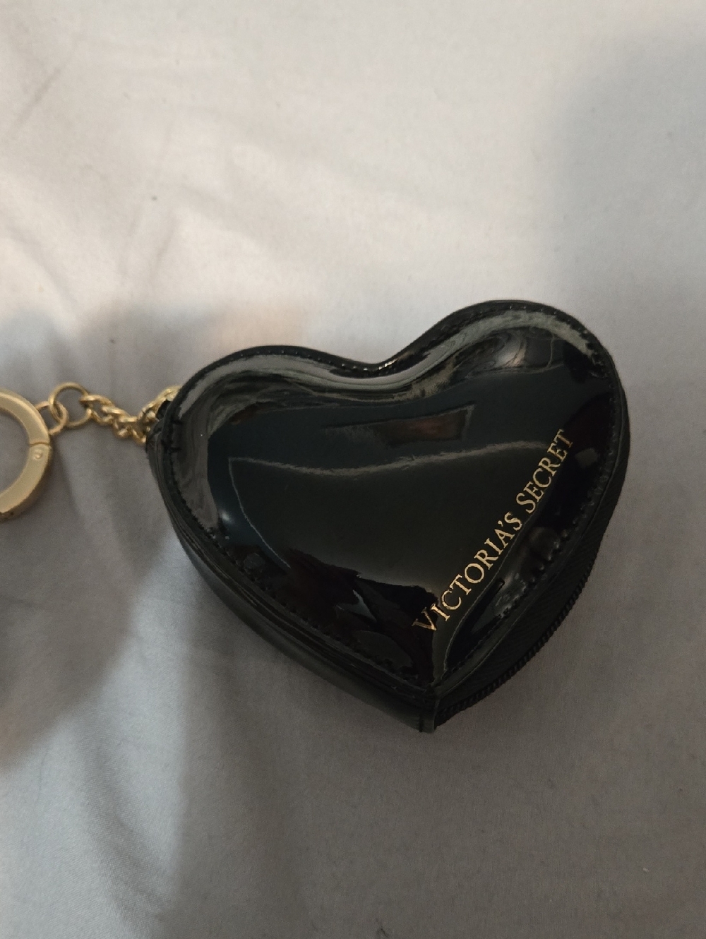 Victoria's Secret Black Patent Heart Key & Coin Holder